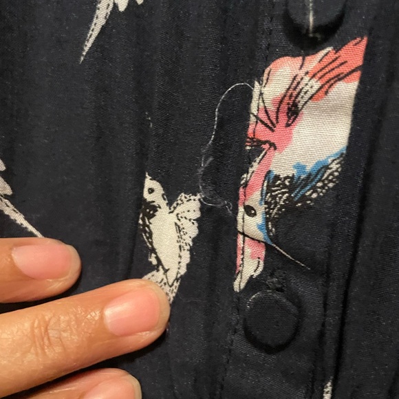 Modcloth Navy Bird-Print Shirtwaist Midi Dress - Picture 5 of 5